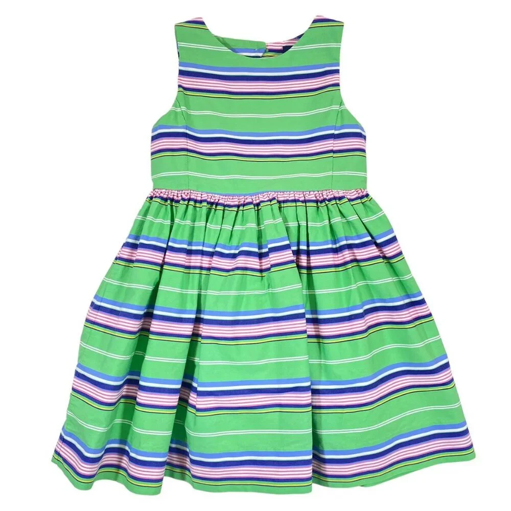 Ralph Lauren Striped Sleeves Girls Dress
